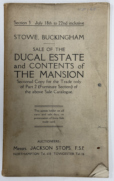 Trade Only, 1921 Sale Catalogue, Stowe