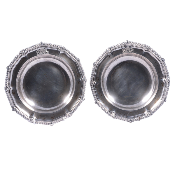Pair of Engraved Silver Plates